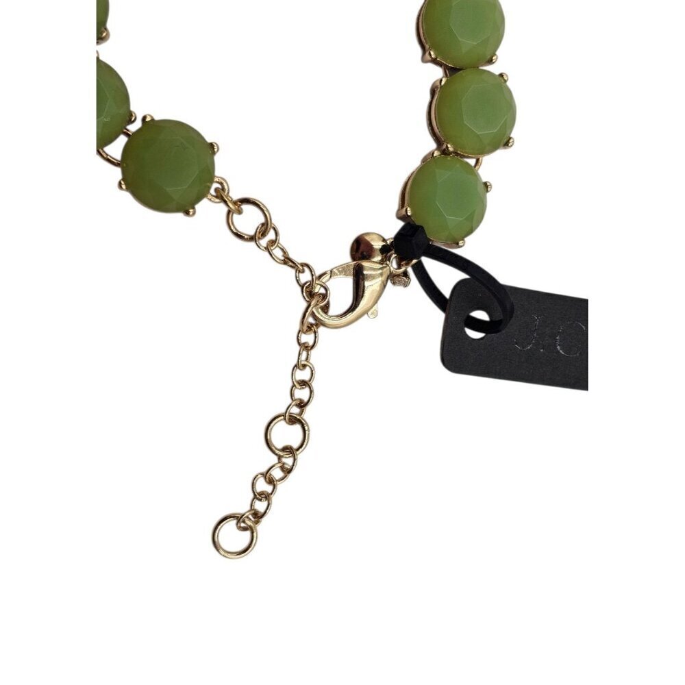 New - J. Crew 17” Long Crystal Resin Green Statement Necklace - Picture 8 of 8